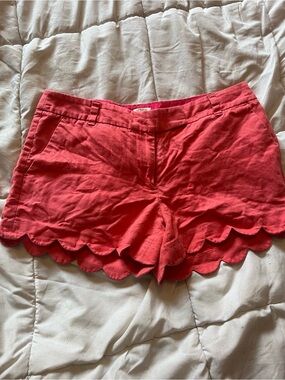J. Crew Red Scalloped Hem Women's Shorts